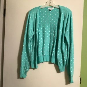Teal with white polka dots cardigan